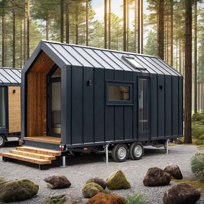 calidad  Modern Design Prefab House Wall 75mm Wave Sandwich Panel 20ft Foldable Container House on Wheels fábrica