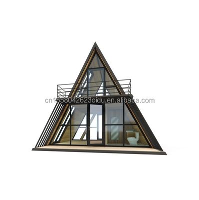 calidad  Resort Triangle Shape Wooden House Steel Frame with Galvanized Steel Bending 180g and 50/75/100mm Wave Sandwich Panel Walls fábrica