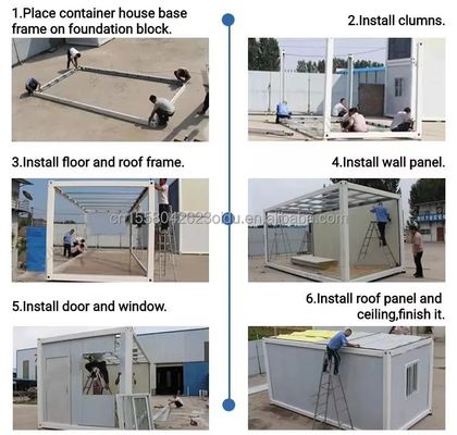 Contenedor de casa portátil plegable de diseño moderno para tiendas y oficinas de casas pequeñas prefabricadas de 20 pies o 40 pies