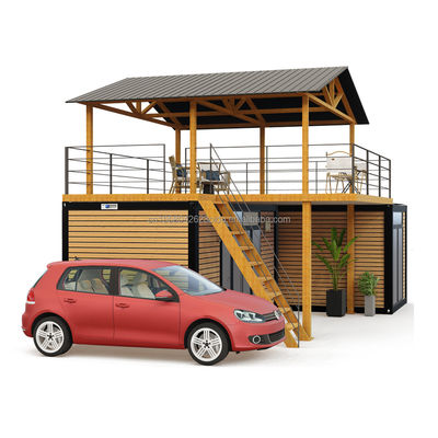 Casa pequeña prefabricada modular inteligente de color personalizado de paquete plano Casas de madera con tubos cuadrados de acero galvanizado