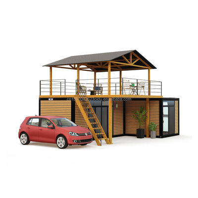 Casa pequeña prefabricada modular inteligente de color personalizado de paquete plano Casas de madera con tubos cuadrados de acero galvanizado