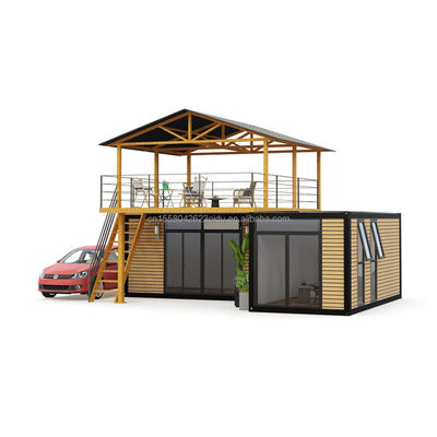 Casa pequeña prefabricada modular inteligente de color personalizado de paquete plano Casas de madera con tubos cuadrados de acero galvanizado