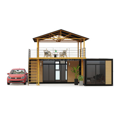 Casa pequeña prefabricada modular inteligente de color personalizado de paquete plano Casas de madera con tubos cuadrados de acero galvanizado
