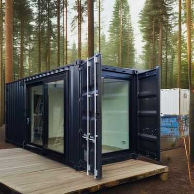 Tubos cuadrados de acero galvanizado Modificado Prefabricado Casa de contenedores de envío para el bosque Cabina de vacaciones Oficina o villa