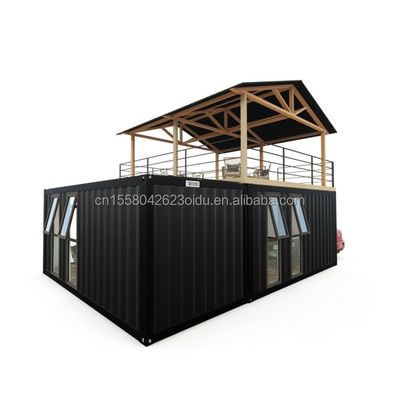 Contenedor de casa verde de diseño de troncos con casa pequeña prefabricada modular inteligente y material de ventana de aleación de aluminio
