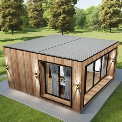 Casa de contenedores prefabricada de construcción rápida con tubos cuadrados de acero galvanizado y panel sandwich de onda de 50/75/100 mm