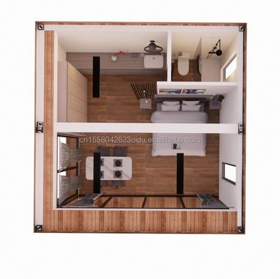 Casa de contenedores prefabricada de construcción rápida con tubos cuadrados de acero galvanizado y panel sandwich de onda de 50/75/100 mm