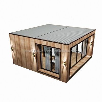Casa de contenedores prefabricada de construcción rápida con tubos cuadrados de acero galvanizado y panel sandwich de onda de 50/75/100 mm