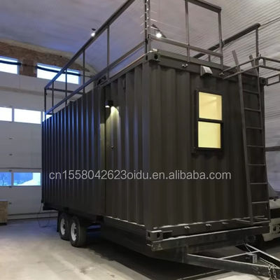 Diseño moderno de acero de color personalizado fabricado con instalación rápida Casas modulares prefabricadas en ruedas para remolque móvil de campamento