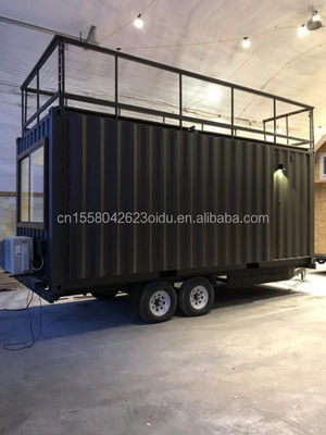 Diseño moderno de acero de color personalizado fabricado con instalación rápida Casas modulares prefabricadas en ruedas para remolque móvil de campamento