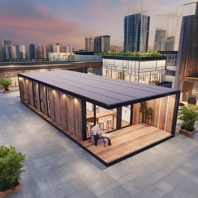Casa de contenedores prefabricada de diseño moderno al aire libre con ventana de aleación de aluminio y color personalizado hecha de panel de sándwich