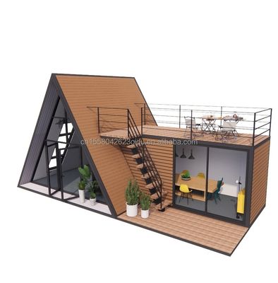 Casa de estructura de acero en forma de A de madera personalizable y duradera para casas triangulares prefabricadas modernas