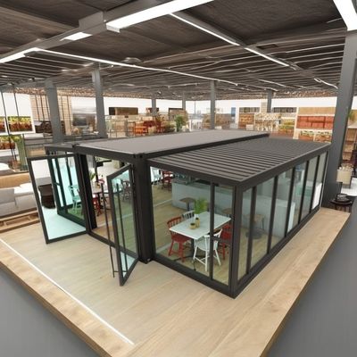 Tienda de comida rápida o oficina moderna Casa de contenedores de 20 pies expandible con colores personalizados y ventanas de aleación de aluminio