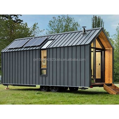 Diseño moderno Casa pequeña en ruedas Material de acero Camping al aire libre Kit de construcción de jardín con panel de sándwich de onda de 50/75/100 mm