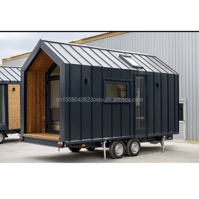 Diseño moderno Casa pequeña en ruedas Material de acero Camping al aire libre Kit de construcción de jardín con panel de sándwich de onda de 50/75/100 mm