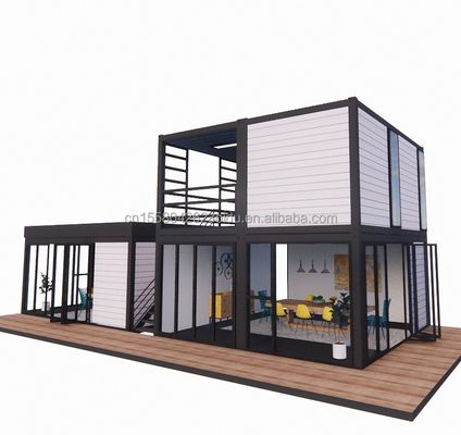Pared 50/75/100mm Panel de sándwich de onda personalizable Casa de contenedores de 20 pies Combinación de tres dormitorios Cuatro dormitorios Prefabricados con Carport Apartamento