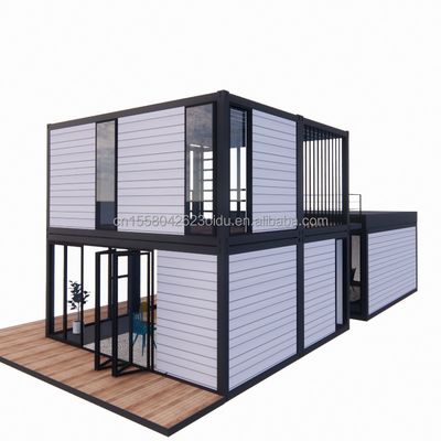 Pared 50/75/100mm Panel de sándwich de onda personalizable Casa de contenedores de 20 pies Combinación de tres dormitorios Cuatro dormitorios Prefabricados con Carport Apartamento