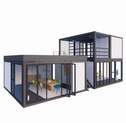 Pared 50/75/100mm Panel de sándwich de onda personalizable Casa de contenedores de 20 pies Combinación de tres dormitorios Cuatro dormitorios Prefabricados con Carport Apartamento