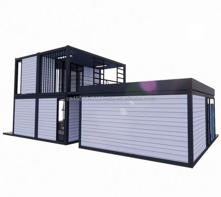 Pared 50/75/100mm Panel de sándwich de onda personalizable Casa de contenedores de 20 pies Combinación de tres dormitorios Cuatro dormitorios Prefabricados con Carport Apartamento