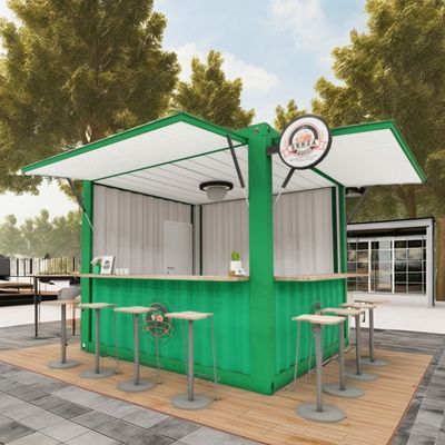 Panel de sándwich conveniente 10FT Stand de quiosco prefabricado para cafeterías y restaurantes de comida rápida Acero galvanizado doblado 180g