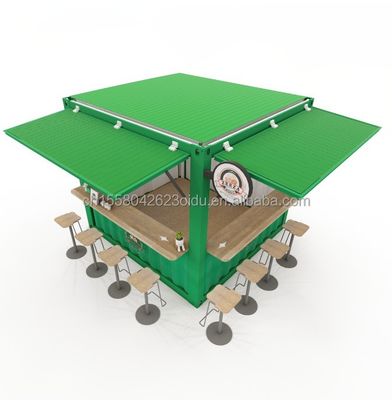 Panel de sándwich conveniente 10FT Stand de quiosco prefabricado para cafeterías y restaurantes de comida rápida Acero galvanizado doblado 180g