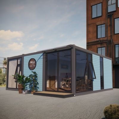 Contenedor ecológico de 20 pies o 40 pies hecho de acero y panel de sándwich para tienda de ropa restaurante hotel