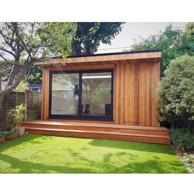 Casas de vidrio de construcción prefabricada Contenedores de madera con diseño expandible