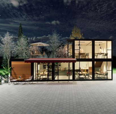 Casa prefabricada de aluminio de aleación de ventanas de 2 dormitorios para tienda o apartamento en casa de contenedores de paquete plano moderno de 20 pies / 40 pies tamaño