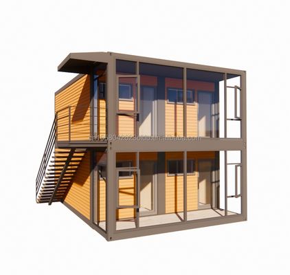 Diseño moderno Casa de contenedores de dos pisos con cuatro dormitorios para villas prefabricadas o oficinas combinadas