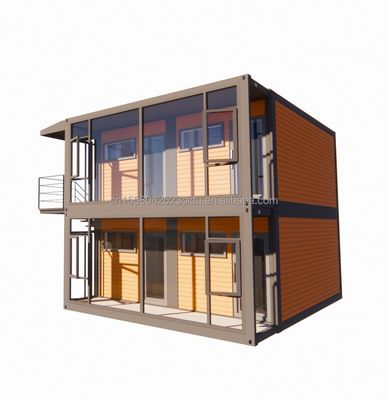 Diseño moderno Casa de contenedores de dos pisos con cuatro dormitorios para villas prefabricadas o oficinas combinadas