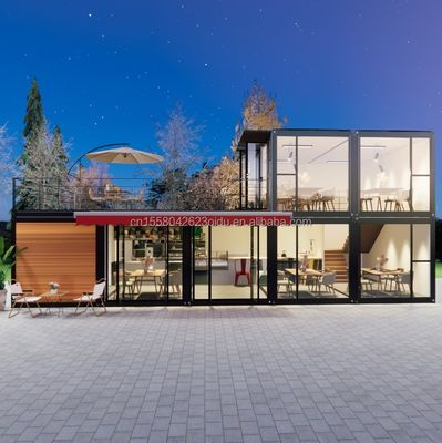 Casa prefabricada de aluminio de aleación de ventanas de 2 dormitorios para tienda o apartamento en casa de contenedores de paquete plano moderno de 20 pies / 40 pies tamaño