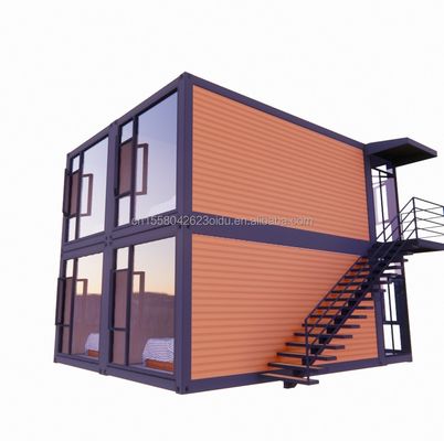 Diseño moderno Casa de contenedores de dos pisos con cuatro dormitorios para villas prefabricadas o oficinas combinadas