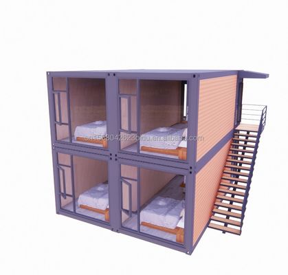Diseño moderno Casa de contenedores de dos pisos con cuatro dormitorios para villas prefabricadas o oficinas combinadas