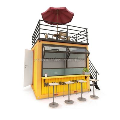 Acero galvanizado con flexión de 180g marco bar de contenedores modernos de 10 pies tienda de alimentos para exteriores hecha de contenedores de envío modificados