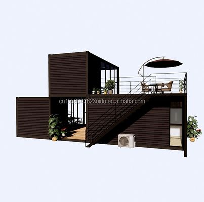 Lujo al aire libre Dos dormitorios de diseño moderno Casa de contenedores prefabricada con acero plano y panel de sándwich al aire libre