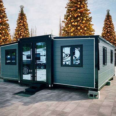 Casa prefabricada de contenedores a prueba de huracanes de 2 dormitorios, expandible, casa portátil con panel de sándwich, diseño moderno.