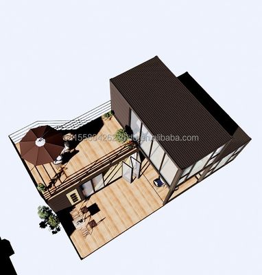Lujo al aire libre Dos dormitorios de diseño moderno Casa de contenedores prefabricada con acero plano y panel de sándwich al aire libre