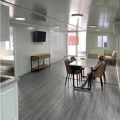 Casa prefabricada de contenedores a prueba de huracanes de 2 dormitorios, expandible, casa portátil con panel de sándwich, diseño moderno.