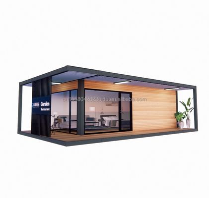 Casa de contenedores prefabricada de diseño moderno de 20 pies / 40 pies con casa de vidrio de madera