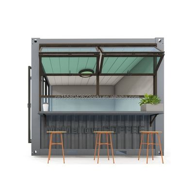 Mini tienda emergente de 10 pies Contenedor Cafetería Bar Restaurante de comida rápida Tienda de conveniencia con ventanas de aleación de aluminio