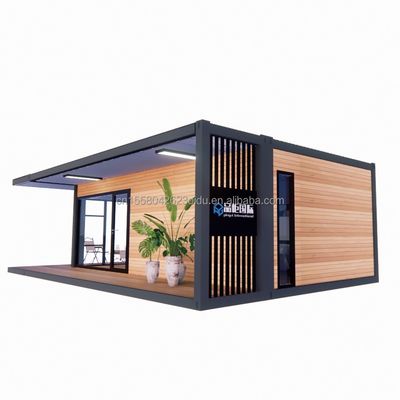 Casa de contenedores prefabricada de diseño moderno de 20 pies / 40 pies con casa de vidrio de madera