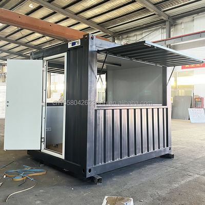Tienda prefabricada Custom Pop Up Cafe Bar en 10ft y 20ft Contenedor Tiendas de café con tubos cuadrados de acero galvanizado