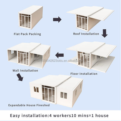 Casa de contenedores expandible de 20 pies con dos dormitorios y ventanas de aleación de aluminio en estilo moderno