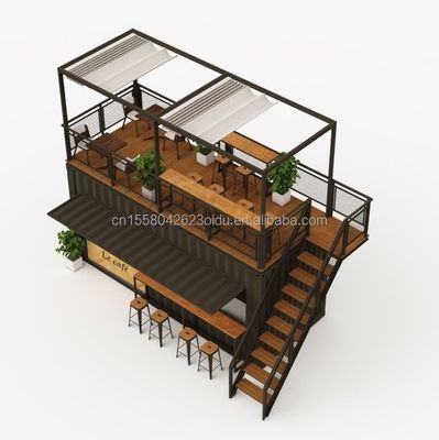 Cuadro de acero de acero galvanizado de 180 g 20 pies plegable lujoso prefabricado portable de la cafetería contenedor para productos