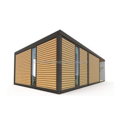 Contenedor de madera exterior Casa de lujo Jardín Casa pequeña con 2-3 dormitorios para familias y hoteles Ventanas de aleación de aluminio