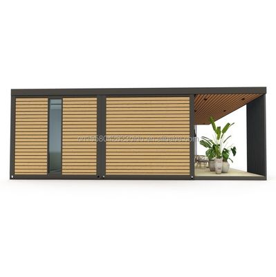 Contenedor de madera exterior Casa de lujo Jardín Casa pequeña con 2-3 dormitorios para familias y hoteles Ventanas de aleación de aluminio