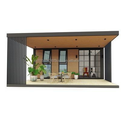 Contenedor de madera exterior Casa de lujo Jardín Casa pequeña con 2-3 dormitorios para familias y hoteles Ventanas de aleación de aluminio