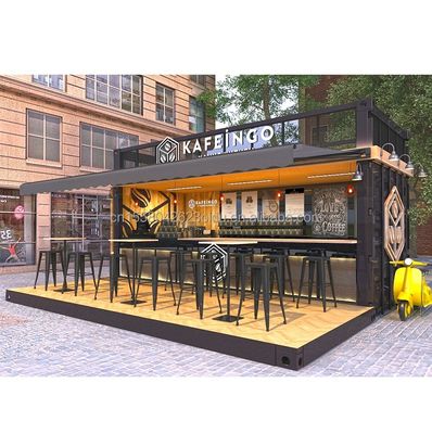 Quiosco de bar de café hecho de acero galvanizado para una casa de contenedores expandible de 20 pies