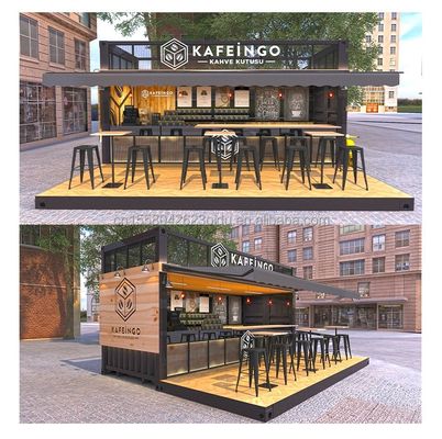 Quiosco de bar de café hecho de acero galvanizado para una casa de contenedores expandible de 20 pies