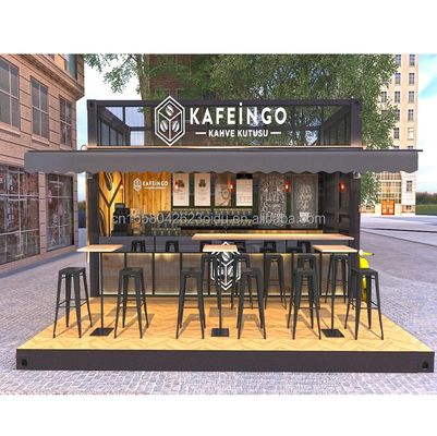 Quiosco de bar de café hecho de acero galvanizado para una casa de contenedores expandible de 20 pies